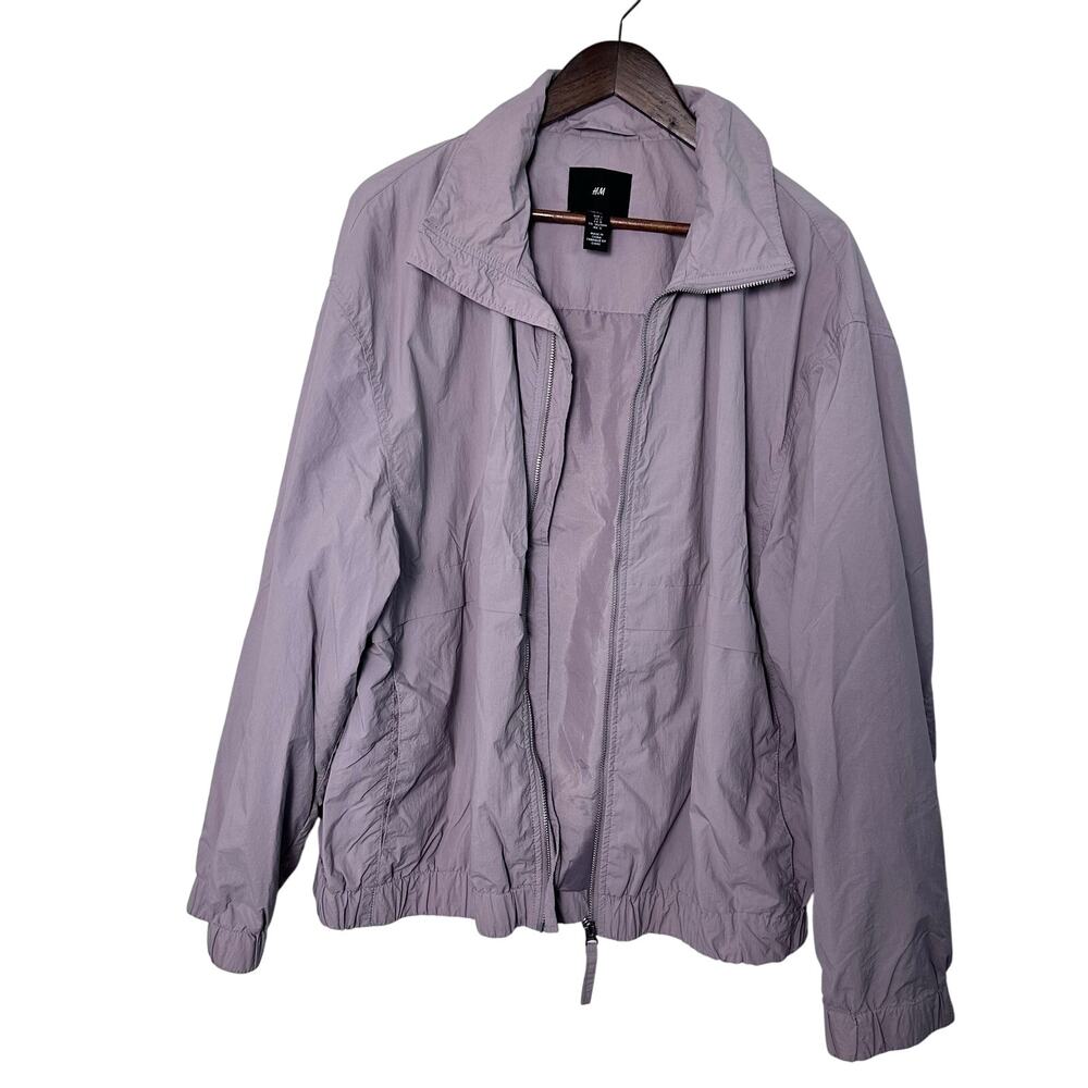 H&M Windbreaker Jacket L Lavender Purple‎ Zip Up Oversized Sporty Athleisure